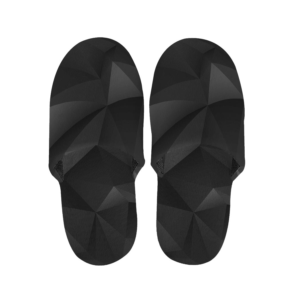 Black Polygonal Geometric Print Slippers