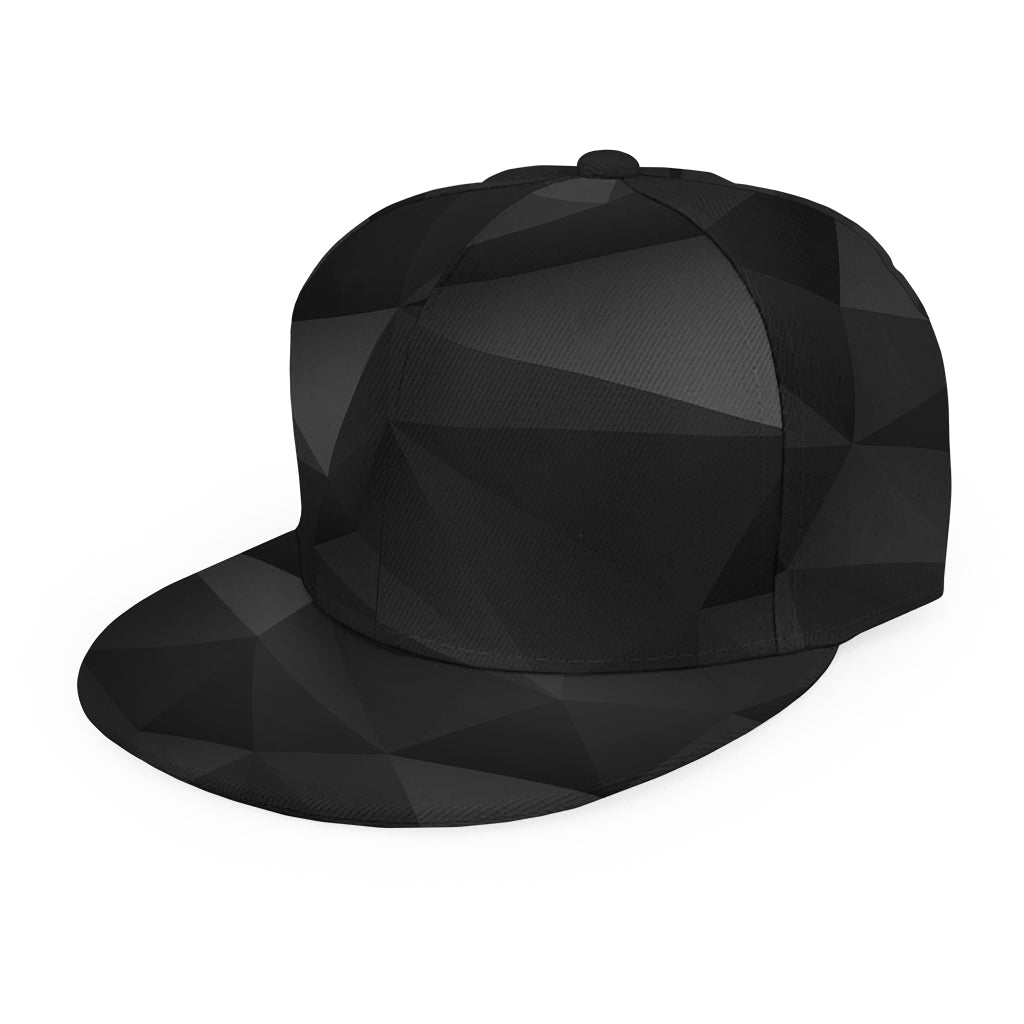 Black Polygonal Geometric Print Snapback Cap