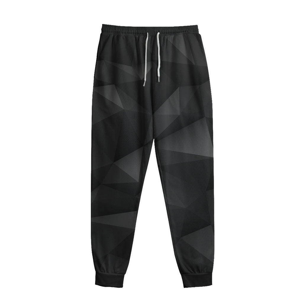 Black Polygonal Geometric Print Sweatpants