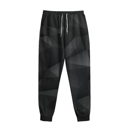 Black Polygonal Geometric Print Sweatpants