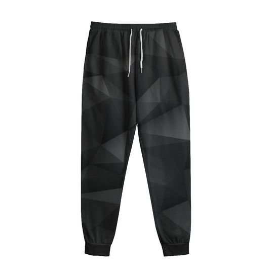 Black Polygonal Geometric Print Sweatpants