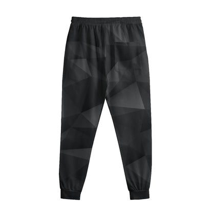 Black Polygonal Geometric Print Sweatpants