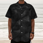 Black Polygonal Geometric Print Textured Short Sleeve Shirt