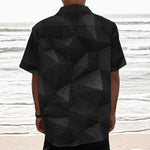 Black Polygonal Geometric Print Textured Short Sleeve Shirt
