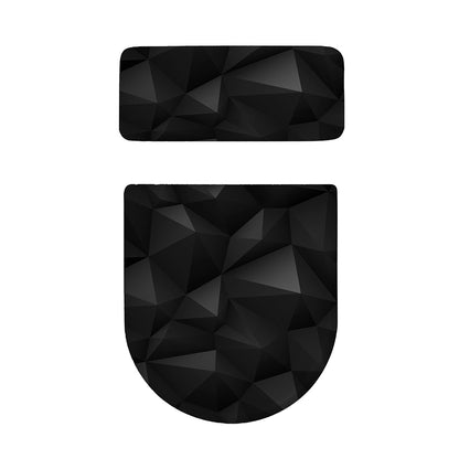 Black Polygonal Geometric Print Toilet Lid And Tank Cover Set