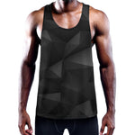 Black Polygonal Geometric Print Training Tank Top