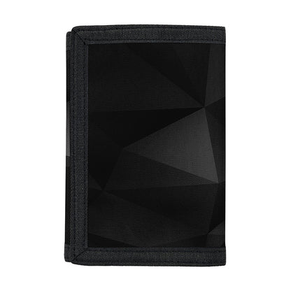 Black Polygonal Geometric Print Trifold Wallet