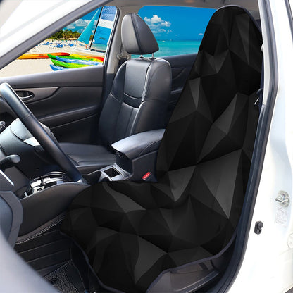 Black Polygonal Geometric Print Waterproof Car Seat Cover