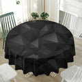 Black Polygonal Geometric Print Waterproof Round Tablecloth