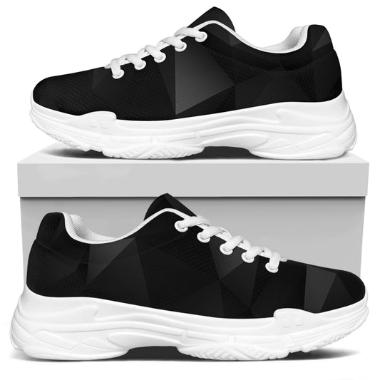 Black Polygonal Geometric Print White Chunky Shoes