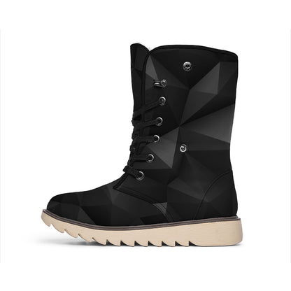 Black Polygonal Geometric Print Winter Boots