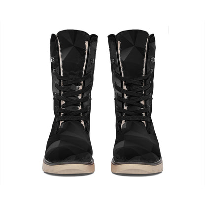 Black Polygonal Geometric Print Winter Boots