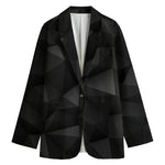 Black Polygonal Geometric Print Women's Blazer