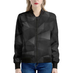 Black Polygonal Geometric Print Women's Bomber Jacket