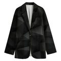 Black Polygonal Geometric Print Women's Cotton Blazer