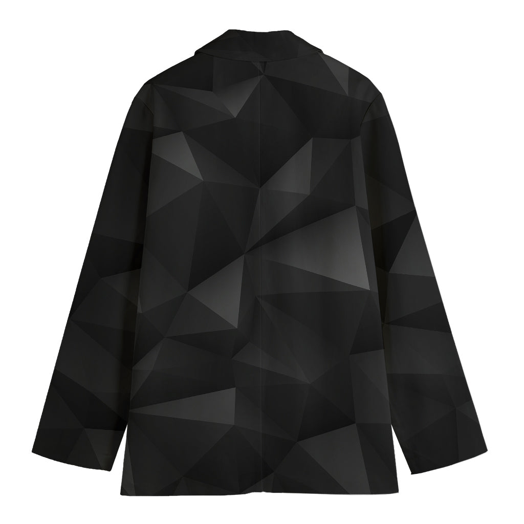 Black Polygonal Geometric Print Women's Cotton Blazer