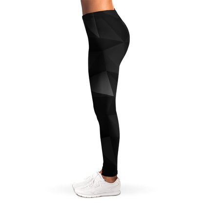 Black Polygonal Geometric Print Women's Leggings