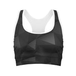 Black Polygonal Geometric Print Women's Sports Bra