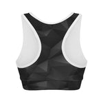 Black Polygonal Geometric Print Women's Sports Bra