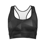 Black Polygonal Geometric Print Women's Sports Bra