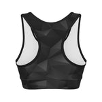 Black Polygonal Geometric Print Women's Sports Bra