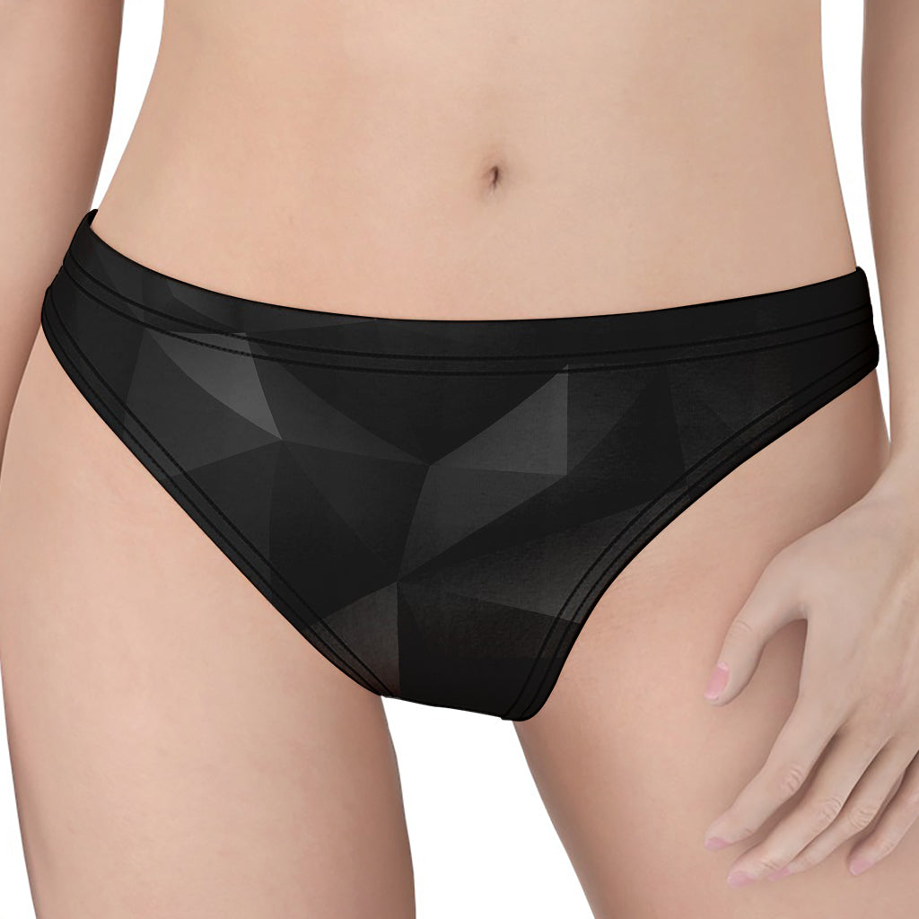 Black Polygonal Geometric Print Women's Thong