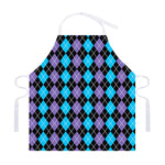 Black Purple And Blue Argyle Print Adjustable Apron
