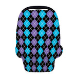 Black Purple And Blue Argyle Print Baby Seat Cover