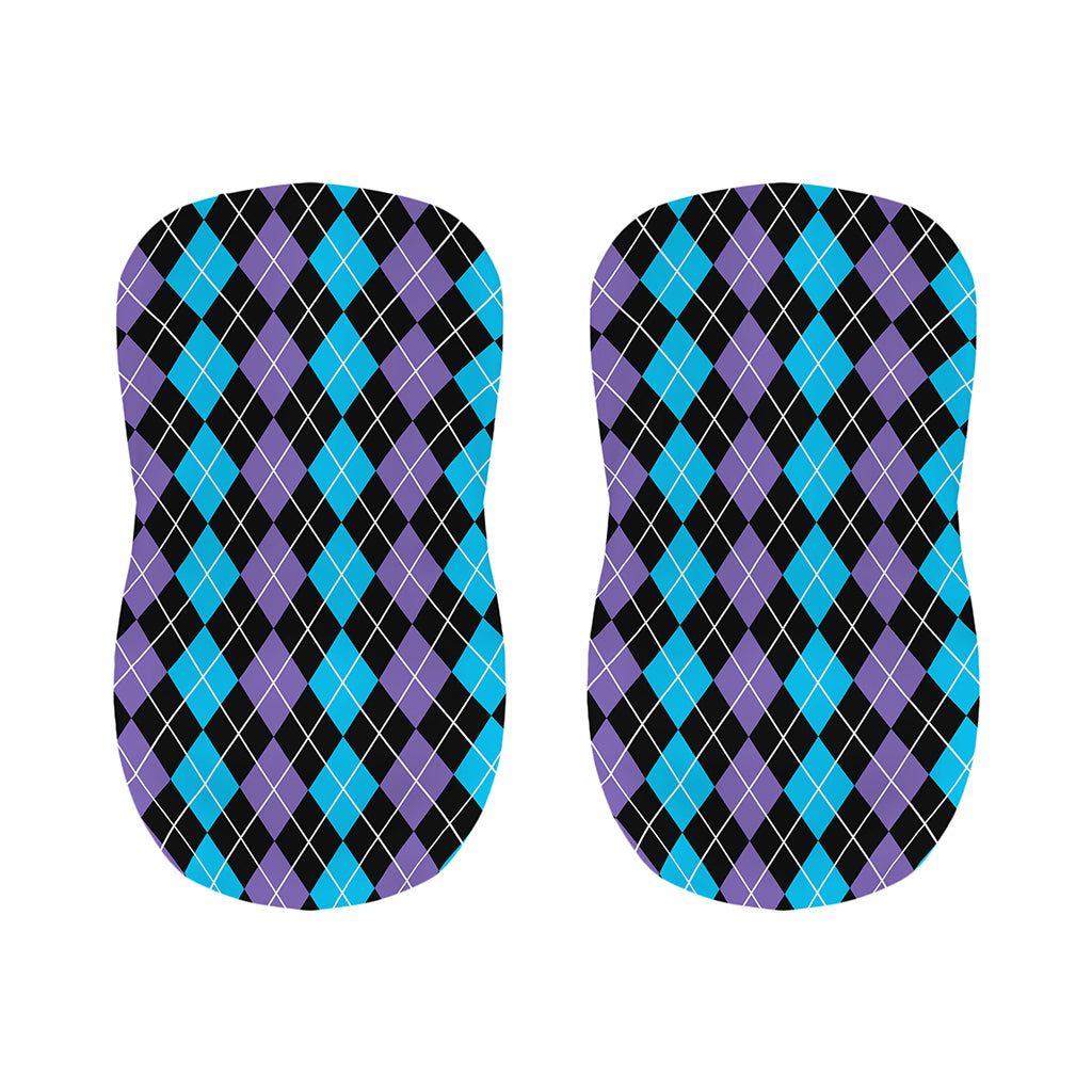 Black Purple And Blue Argyle Print Bar Stool Covers