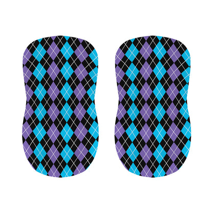 Black Purple And Blue Argyle Print Bar Stool Covers