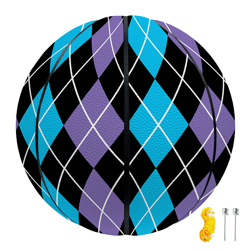 Black Purple And Blue Argyle Print Basketball
