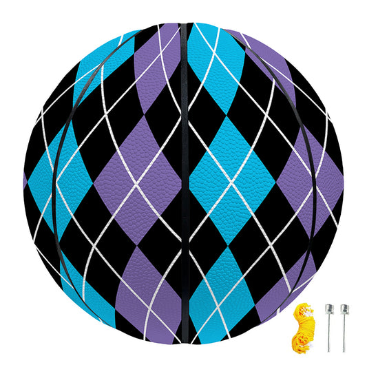 Black Purple And Blue Argyle Print Basketball