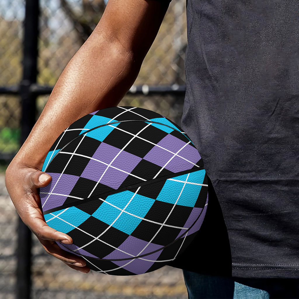 Black Purple And Blue Argyle Print Basketball