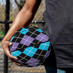 Black Purple And Blue Argyle Print Basketball