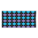 Black Purple And Blue Argyle Print Beach Towel