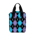 Black Purple And Blue Argyle Print Bible Tote Bag