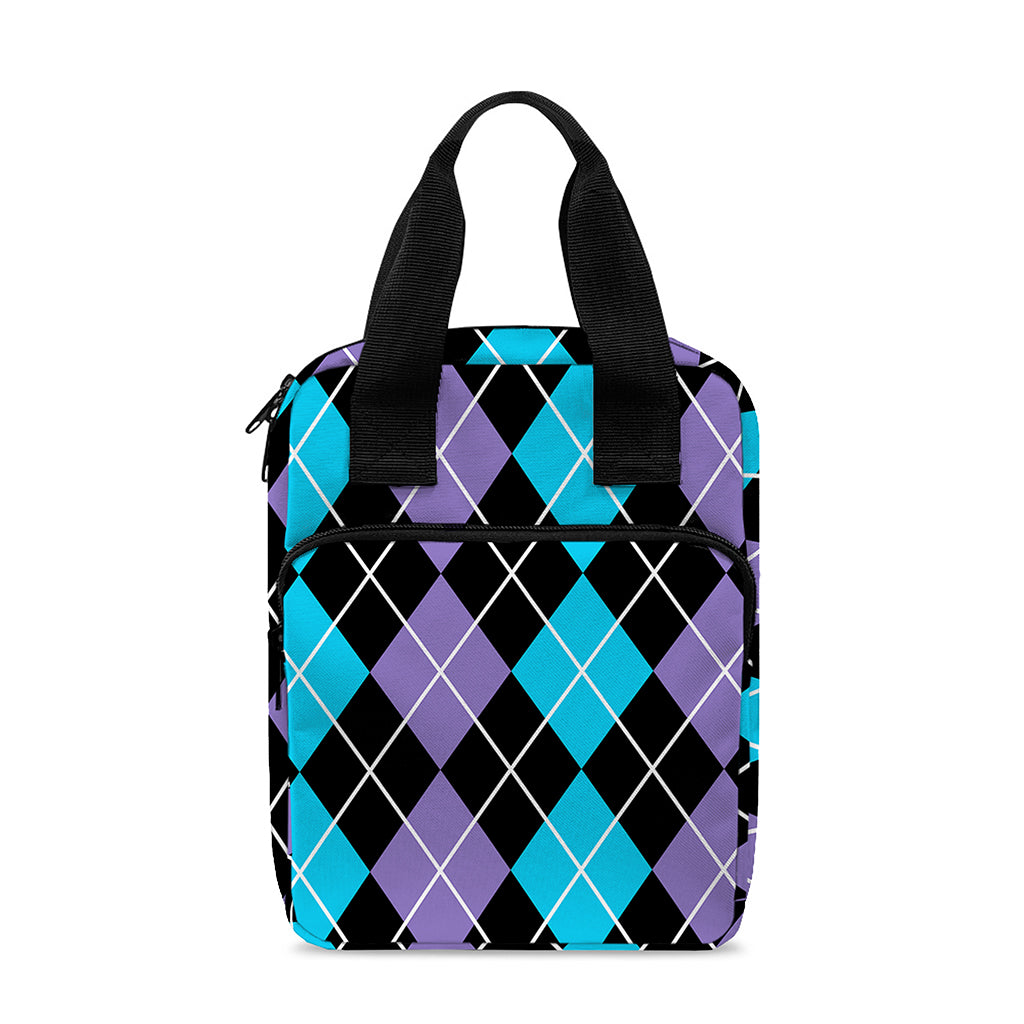 Black Purple And Blue Argyle Print Bible Tote Bag
