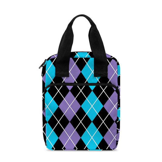 Black Purple And Blue Argyle Print Bible Tote Bag