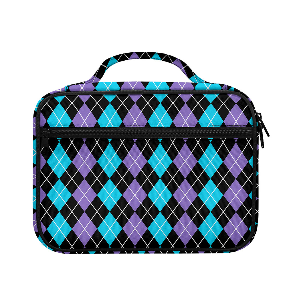 Black Purple And Blue Argyle Print Briefcase Bible Bag