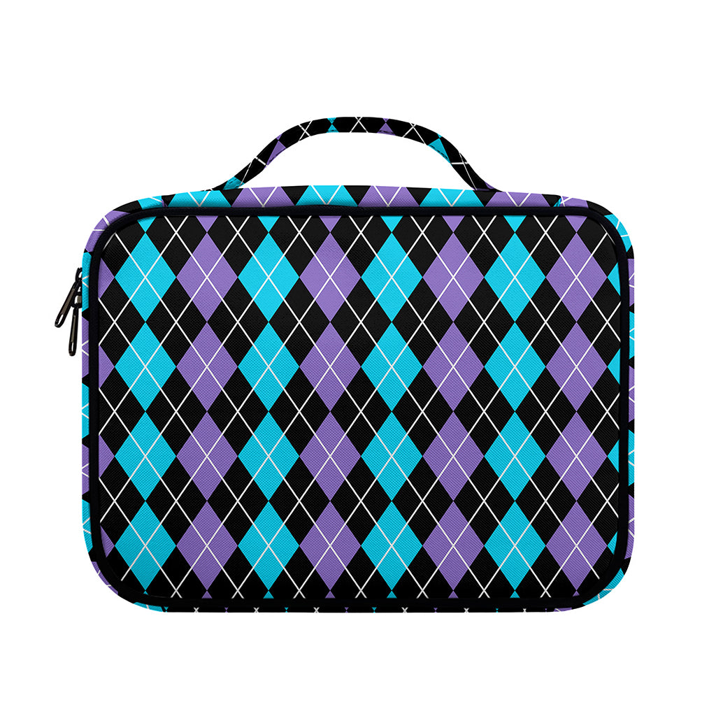 Black Purple And Blue Argyle Print Briefcase Bible Bag