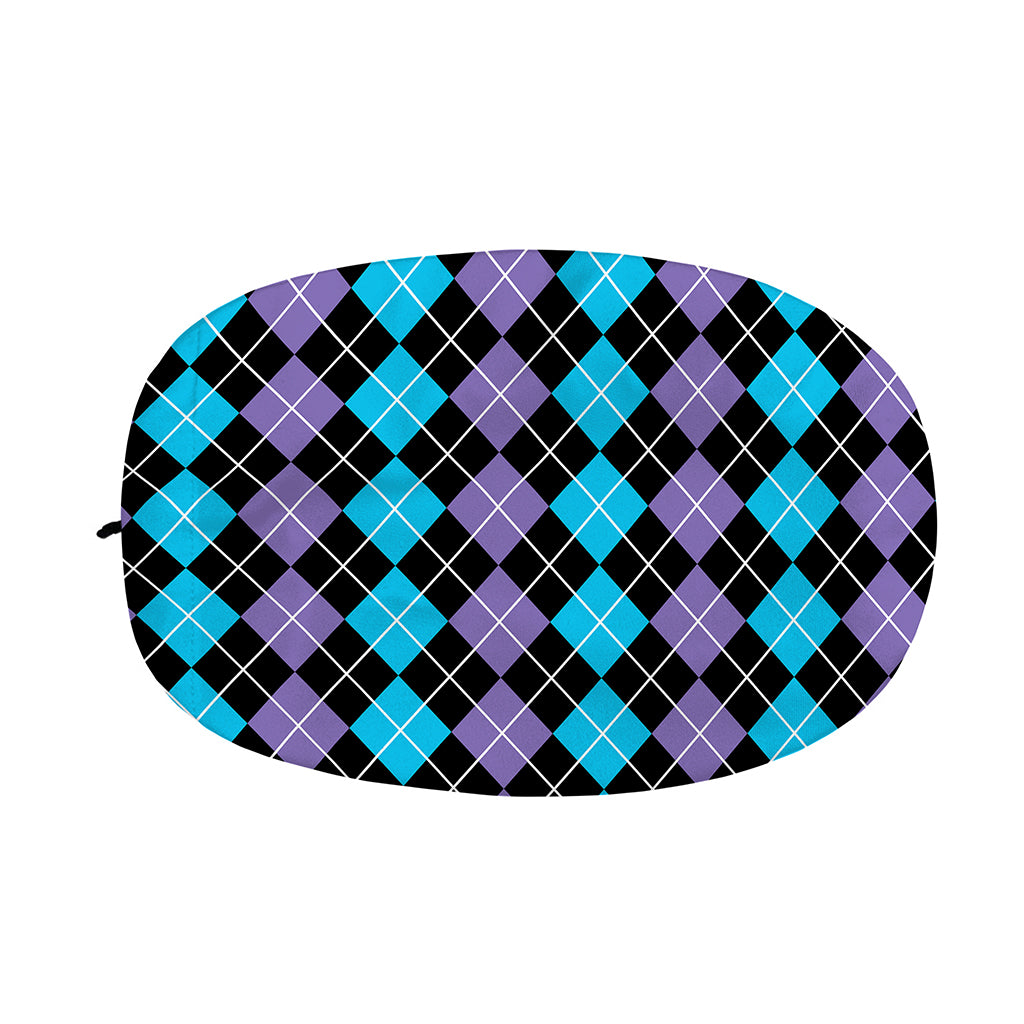 Black Purple And Blue Argyle Print Car Side Mirror Covers