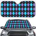 Black Purple And Blue Argyle Print Car Windshield Sun Shade