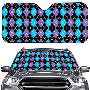 Black Purple And Blue Argyle Print Car Windshield Sun Shade