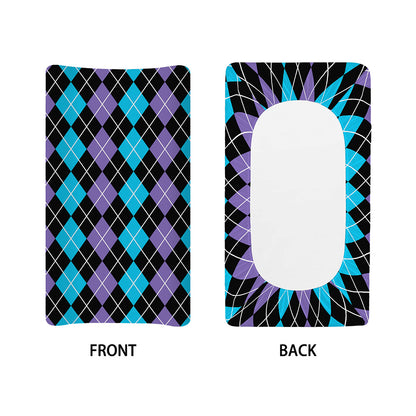 Black Purple And Blue Argyle Print Changing Pad Cover
