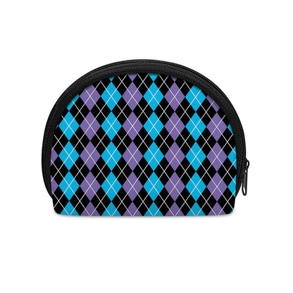 Black Purple And Blue Argyle Print Coin Purse