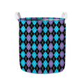 Black Purple And Blue Argyle Print Collapsible Laundry Basket