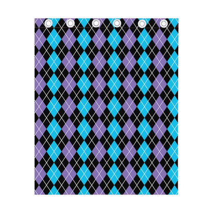 Black Purple And Blue Argyle Print Curtain
