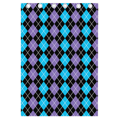 Black Purple And Blue Argyle Print Curtain