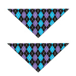 Black Purple And Blue Argyle Print Dog Bandana