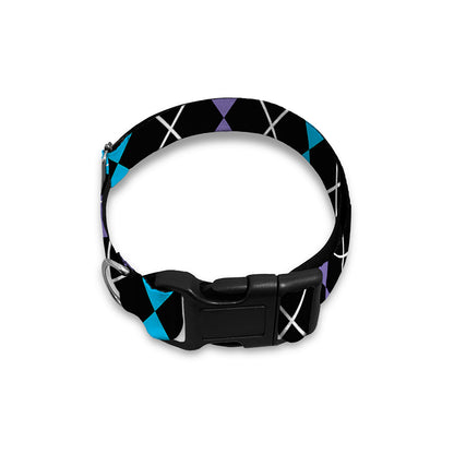 Black Purple And Blue Argyle Print Dog Collar